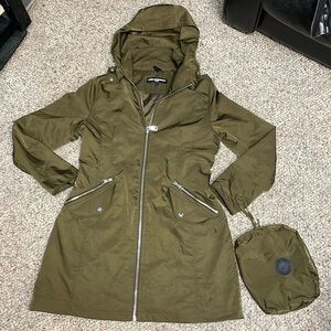 Olive Green Hooded Women's Trench Coat